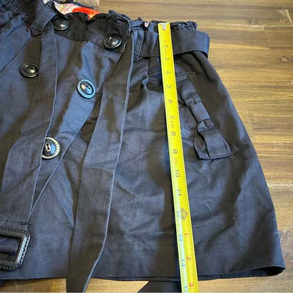 Deep or Shallow Black Skirt Skort Shorts Bow Tie Faux Button Whimsygoth Punk - Picture 12 of 13